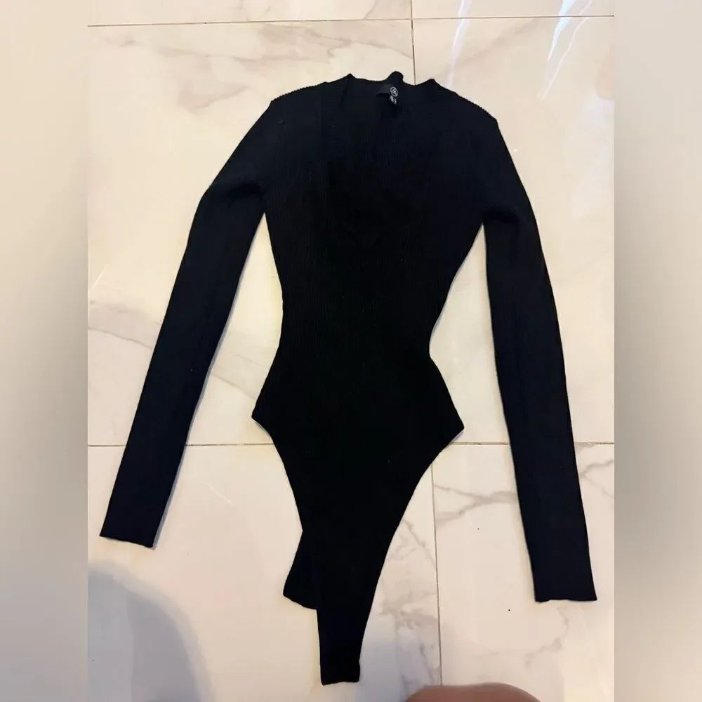 Miss guided Black Long Sleeve Bodysuit #19